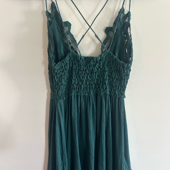 Free People GREEN Adella slip dress - lace, cross back, ruffle - Picture 5 of 5